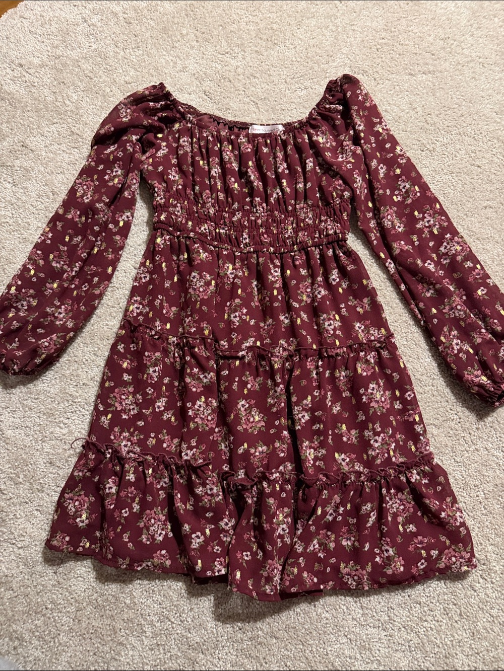 Girls Maroon flowy dress